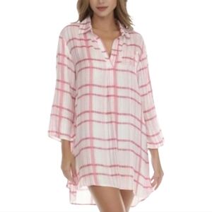 Raviya Pink and White Plaid Swim Coverup